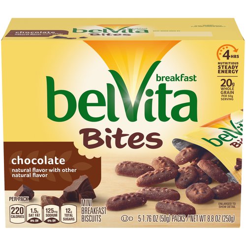 belVita Chocolate Mini Breakfast Biscuit Bites, 5 Packs