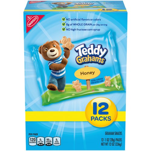 Teddy Grahams Honey Graham Snacks, 12 Snack Packs