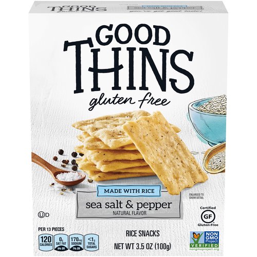 Good Thins Sea Salt & Pepper Rice Snacks Gluten Free Crackers