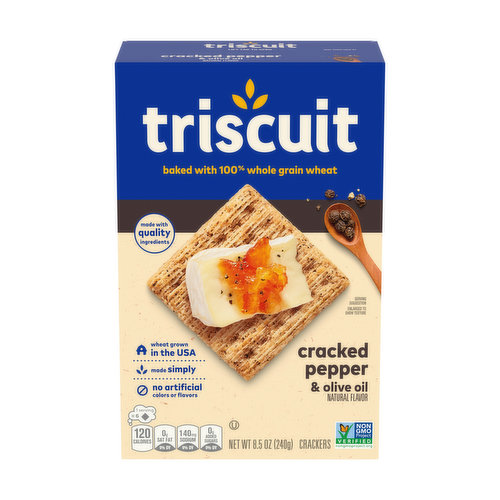 Triscuit Cracked Pepper & Olive Oil Whole Grain Wheat Crackers