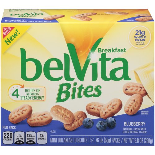 belVita Blueberry Breakfast Biscuit Bites, 5 Packs