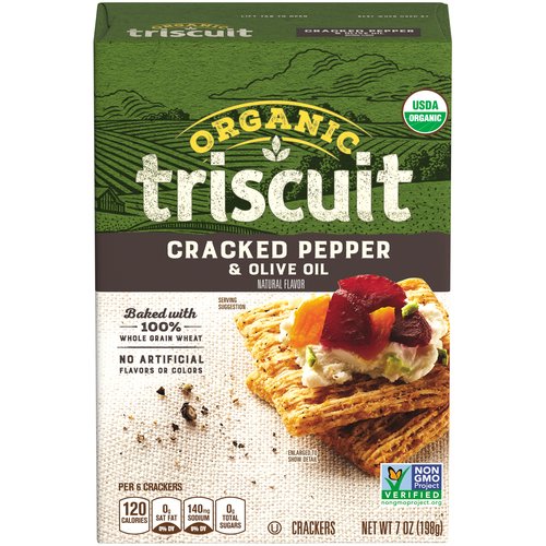 TRISCUIT Organic Crackers, Cracked Pepper & Olive Oil Flavor, 1 Family ...