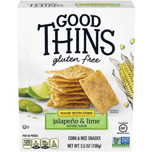 Good Thins Jalapeño & Lime Corn & Rice Snacks Gluten Free Crackers