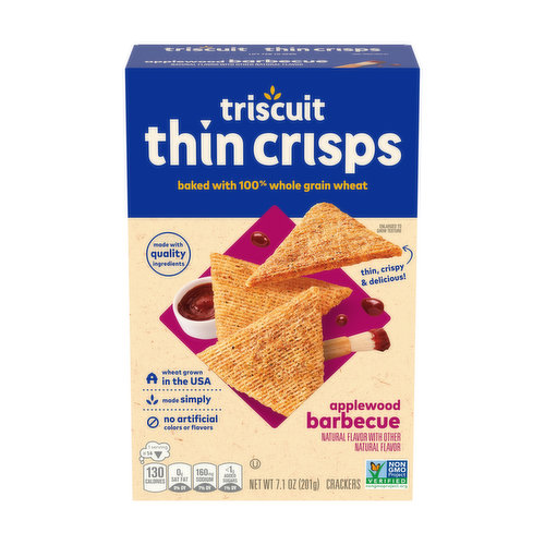 Triscuit Thin Crisps Applewood Barbecue Whole Grain Wheat Crackers