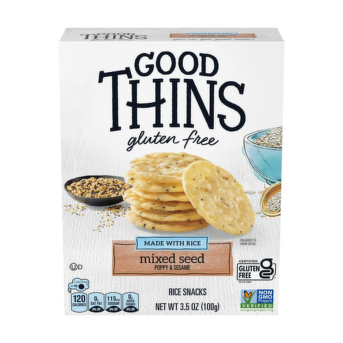 Good Thins Mixed Seed Rice Snacks Gluten Free Crackers