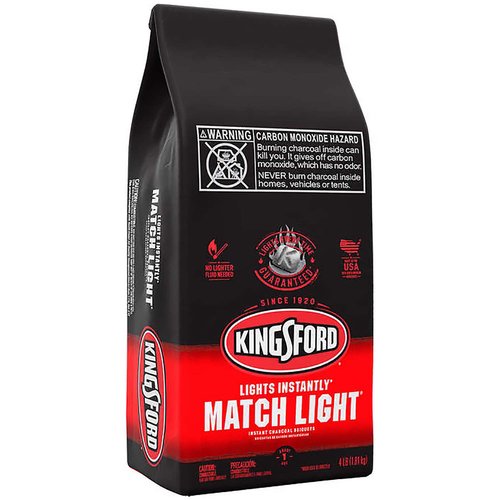 Kingsford® Match Light® Charcoal lights every time—guaranteed.* Because the briquets are infused with just the right amount of lighter fluid, they light instantly*, and stay lit with no lighter fluid needed. They light with just a match and are ready to cook on in 10 minutes — making them perfect for tailgates and other on-the-go events. And our Match Light® Charcoal is made with North American wood and the same quality ingredients as Kingsford® Original to deliver an authentic wood-fired BBQ flavor — instantly. <br><br>

For best results, always close the bag tightly after use. Kingsford® Match Light® Charcoal should last 1–2 years in unopened bags stored in a cool, dry place. For best lighting results, partially used bags should be rolled tightly down to the level of the briquets in the bag and securely closed. Additionally, storing open or unopened bags in a cool, dry place will help maintain performance.