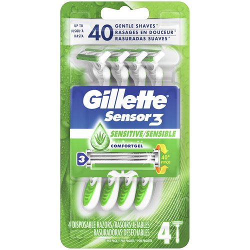 Gillette Sensor 3 Razors, Disposable, Sensitive