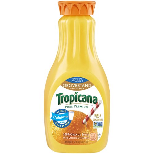 Tropicana Grovestand Juice Orange, Lots of Pulp, Calcium
