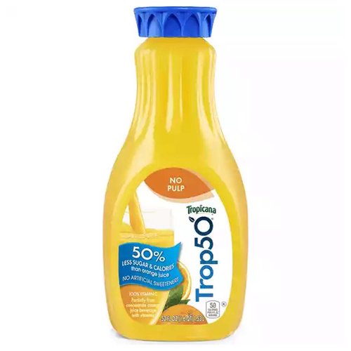 <ul>
<li>52 Fluid Ounce (FO)
<li>Orange
<li>Tropicana Juices are a great tasting and easy way to achieve a power-pack of nutrients with no added sugar.  Tropicana Juices have the delicious taste you love and are a convenient way to get more Vitamin C in your diet.</li>
</ul>