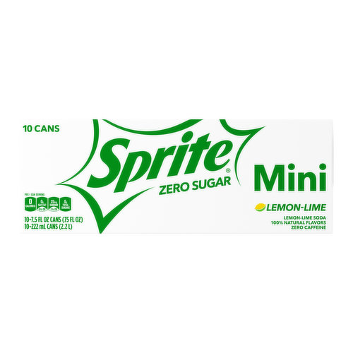 Sprite Zero Sugar Fridge Pack Cans, 7.5 fl oz, (10-Pack)