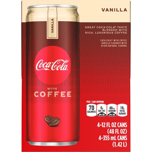 Coca Cola with Coffee, Vanilla, Cans (Pack of 4)