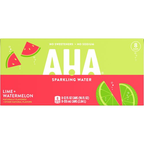 Aha! Lime Watermelon Sparkling Water, Cans (Pack of 8)