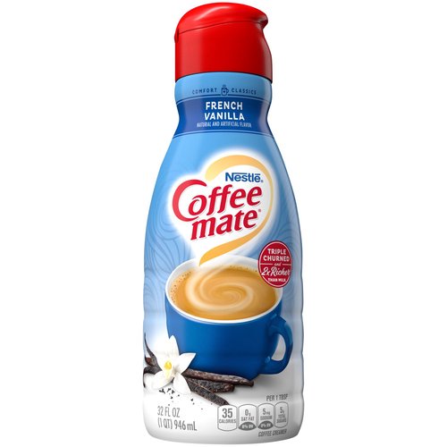 <ul>
<li>Nestle Coffee mate is coffee's perfect mate.</li>
<li>Non-Dairy, Lactose-Free Coffee Creamer</li>
<li>Great-tasting French Vanilla flavor</li>
<li>Gluten Free, Cholesterol Free</li>
<li>Transforms your coffee into creamy deliciousness.</li>
</ul>