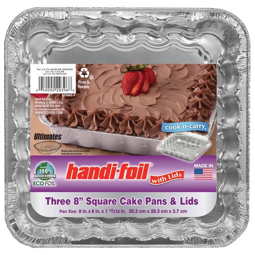 Handi-Foil Eco-Foil Square Cake Pan with Lids