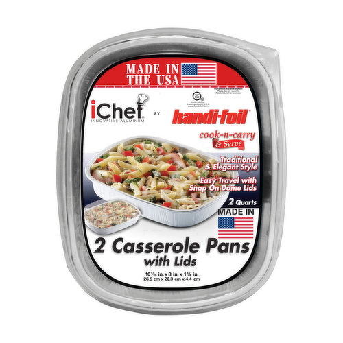 Handi-Foil iChef White Casserole Pans with Lids