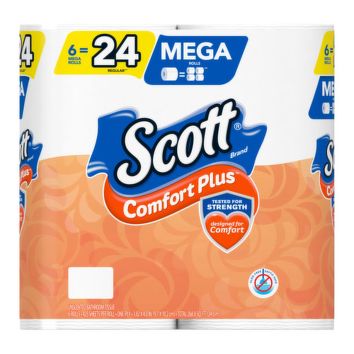 Scott Comfort Plus Unscented Bathroom Tissue Mega Rolls