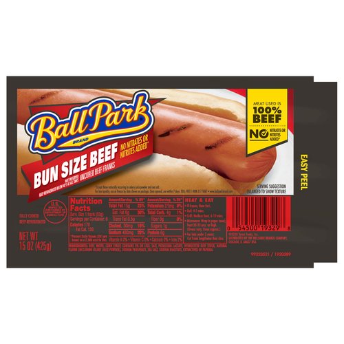 Ball Park Beef Franks, Bun Size