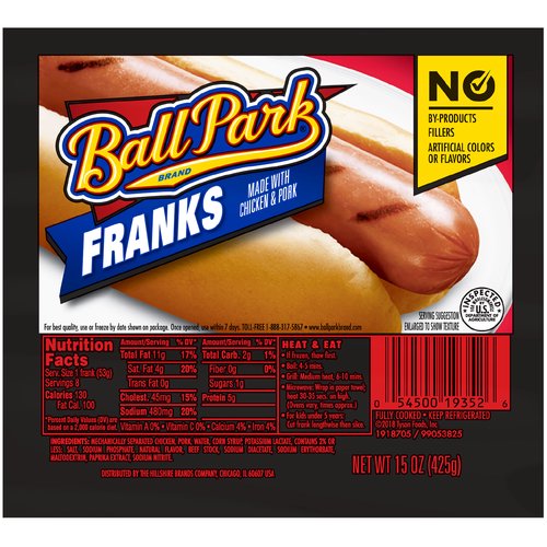 <ul>
<li>One 15 oz pack of 8 Classic Hot Dogs, Original Length</li>
<li>Made with no by products or fillers</li>
<li>5 grams of protein per serving</li>
<li>No artificial colors or flavors</li>
<li>Fully cooked and ready in minutes</li>
<li>Perfect for cookouts and barbecues</li>
</ul>