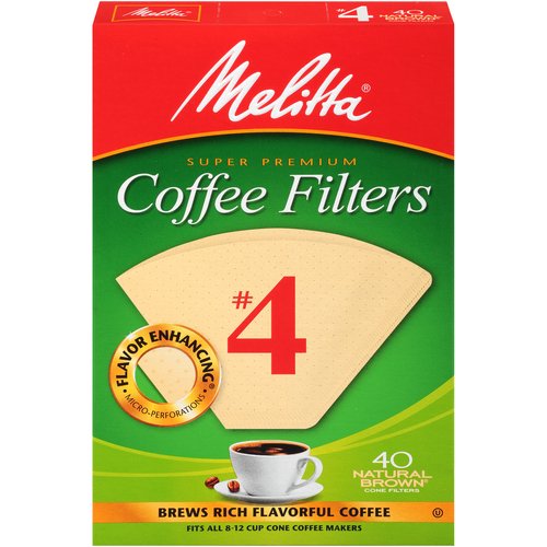 Melitta Super Premium Natural Brown Cone Coffee Filters, Size #4