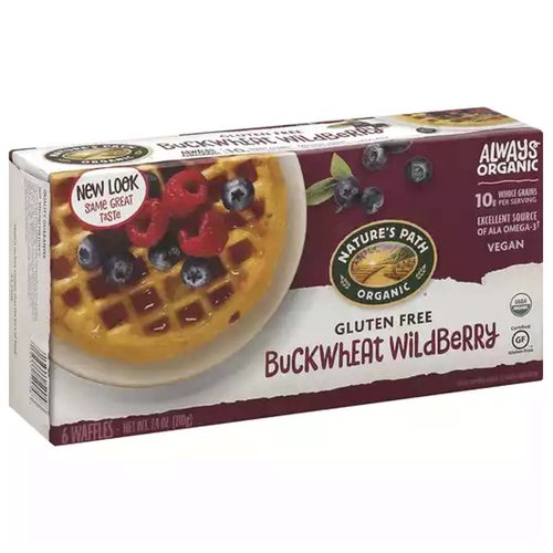 Natures Path Organic Waffles, Gluten Free, Buckwheat Wildberry