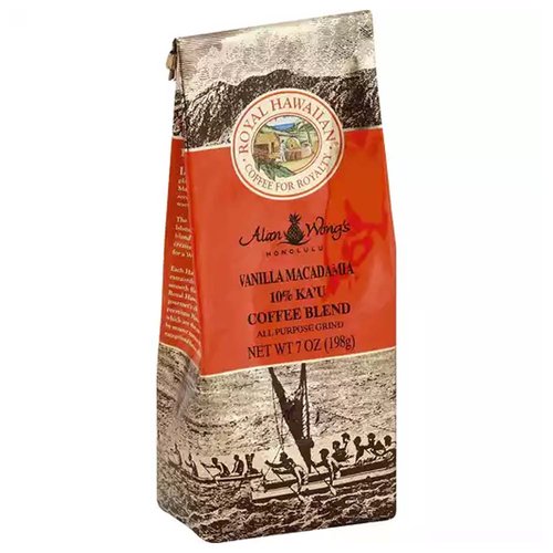 Royal Kona Coffee Blend, 10% Kona, Vanilla Macadamia Nut, Single Serve Cups - 12 pack, 0.39 oz cups