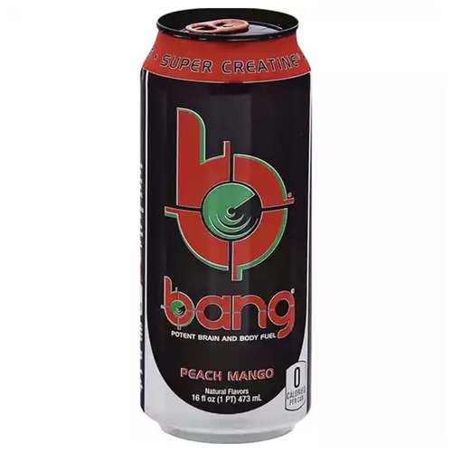 Bang is not your typical sugar-filled soda masquerading as an energy drink.  Every 16-ounce can of Bang contains 300 milligrams of caffeine, which studies have shown may increase endurance, as well as strength in some cases, along with essential amino acids, CoQ10 and Super Creatine.  Super Creatine, which is the brainchild of Bang CEO, Jack Owoc, is a dipeptide of creatine and L-leucine (creatyl-L-leucine), which, unlike other forms of creatine, is stable in liquid for an extended period.