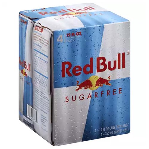 Red Bull Energy Drink, Sugar Free, Cans (Pack of 4)