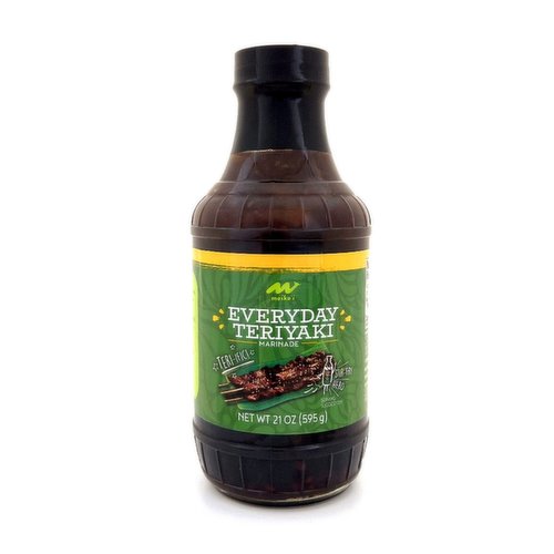 Marinade is soy based and made with garlic, ginger, sesame seeds, sesame oil and sweetened with sugar.