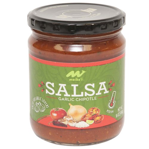 Made by a family-owned company in Fort Worth, Texas, batch-by-batch, our Maika`i salsas are available in 6 great tasting and fun flavors!
It’s the perfect pairing with our Maika`i Organic Tortilla Chips, Hand-Cut Potato Chips or as a sauce for grilled fish, chicken or meats.
Our salsas are the perfect “foundation” for the “made from scratch” cooks. Add fresh, chopped cilantro, pineapple or mango as a topper for grilled fish, chicken or meats.