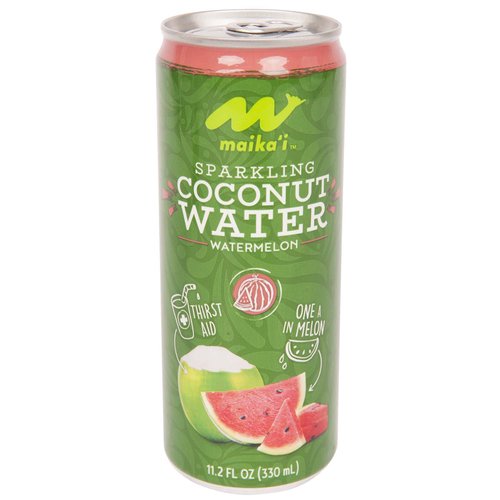 Maika`i Sparkling Coconut Water, Watermelon, Cans (Pack of 12)