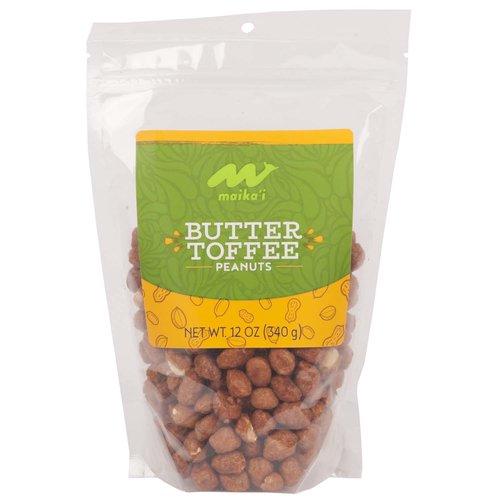 Butter Toffee Peanuts - Our Maika’i Butter Toffee Peanuts are the ultimate in luxury, but you aren’t going to empty your wallet!  Buttery, toffee flavor taps into the essential goodness of a perfect peanut!  These are so rich and delicious that they are dessert-worthy all on their own!  For extra indulgence you can add to your ice cream sundae!

Contains milk.
