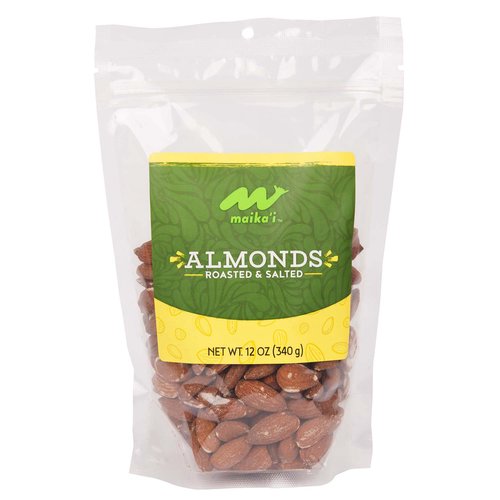 Roasted Salted Almonds – Our Maikai’I Roasted Almonds with salt added are just salted enough for a quick and satisfying snack.  Add to your favorite morning cereal for a bit of a savory kick.

Ingredients: Almonds, Vegetable Oil, Sea Salt
