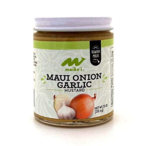 Maui Onion Garlic Mustard – Maui onions from Kula are the base for our Maikai Maui Onion Garlic Mustard.  Known around the world as one of the flavorful onions grown, our Maui’s are mixed with a combination of pungent spices to create unique mustard that you can use on meats, poultry, seafood, and sandwiches.  Our mustard has no artificial sweeteners or preservatives.