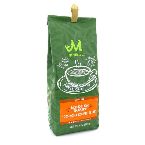 Maika`i Medium Roast 10% Kona Coffee, Ground