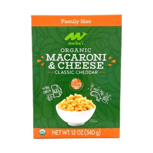 Maika`i Organic Mac & Cheese Cheddar, Family Size