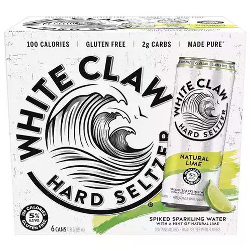 White Claw Seltzer, Lime, Cans (Pack of 6)