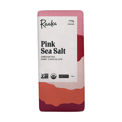 Raaka Pink Sea Salt Unroasted Dark Chocolate 71%