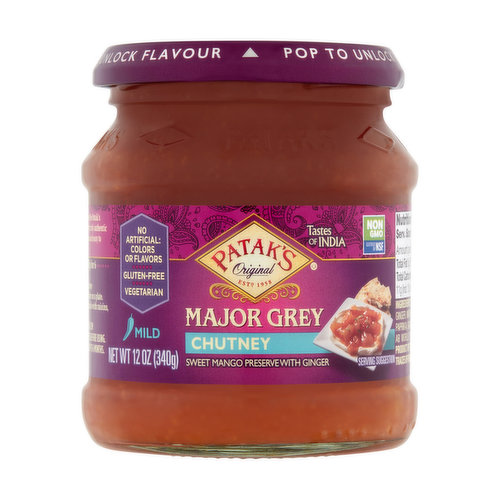 Pataks Original Chutney, Major Grey, Mild