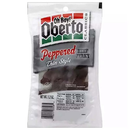 Oberto Classics Beef Jerky, Thin Style, Peppered