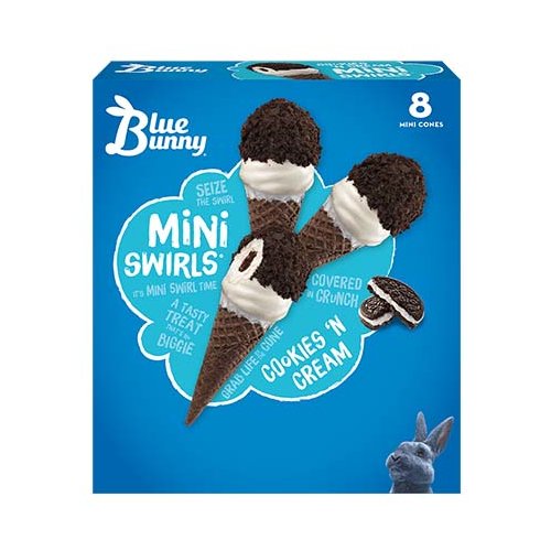 Blue Bunny Mini Swirl Cookies & Cream Cones - Foodland