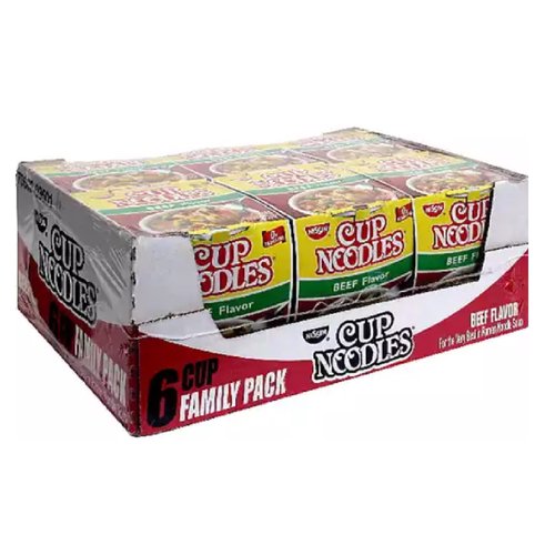 Nissin Cup Noodle, Beef Flavor, Family Pack, (Pack of 6)