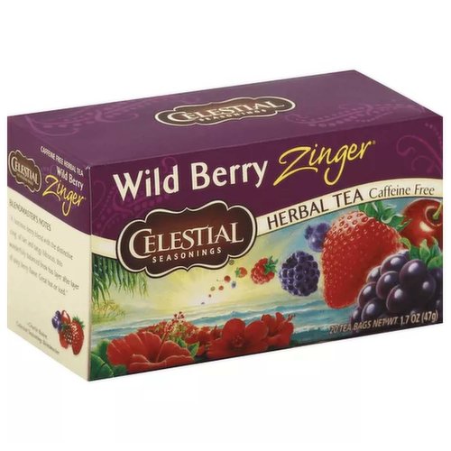 Celestial Seasonings Herbal Tea - Caffeine Free - Wild Berry Zinger - 20 Bags