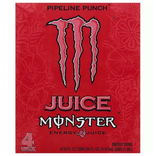 Monster Energy Drink, Pipeline Punch, Cans (Pack of 4)