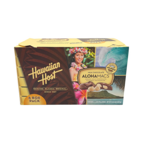 Hawaiian Host Alohamacs Milk, 6 Box Pack