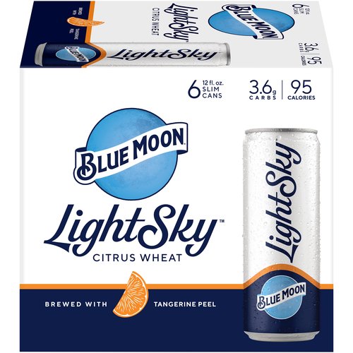 Blue Moon Light Sky Beer, Citrus Wheat, Cans (Pack of 6)