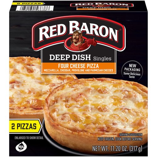 Red Baron Deep Dish Pizza, 4 Cheese, Singles