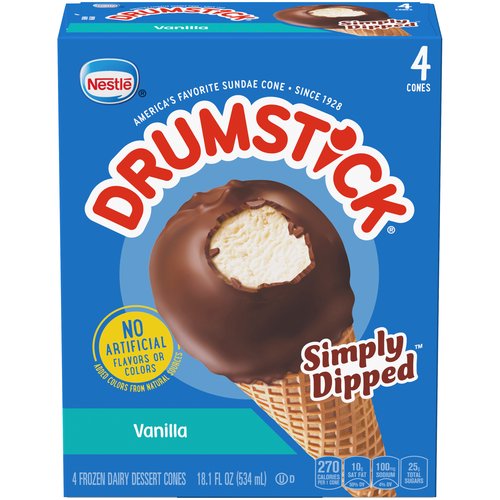 Nestle Drumstick Simply Dipped Vanilla Ice Cream Cones