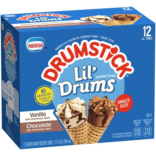 Nestle Drumstick Lil' Drums Variety Pack, Vanilla & Chocolate Snack Size Cones