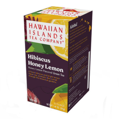 Hawaiian Islands Tea Hibiscus Honey Lemon Green Tea Bags