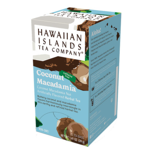 Hawaiian Islands Tea Coconut Macadamia Herbal Tea Bags